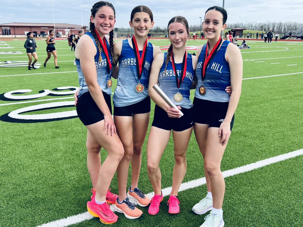 BHHSEagleTrack's tweet photo. It was a nice start to the season at the Huffman Lake Houston Relays!  We came home with medals, some PRs, and new school records in the boys and girls 4x1600 and Sprint Medley relays!!! #attitudeandeffort @BH_Athletics https://t.co/kfsgn8B28e