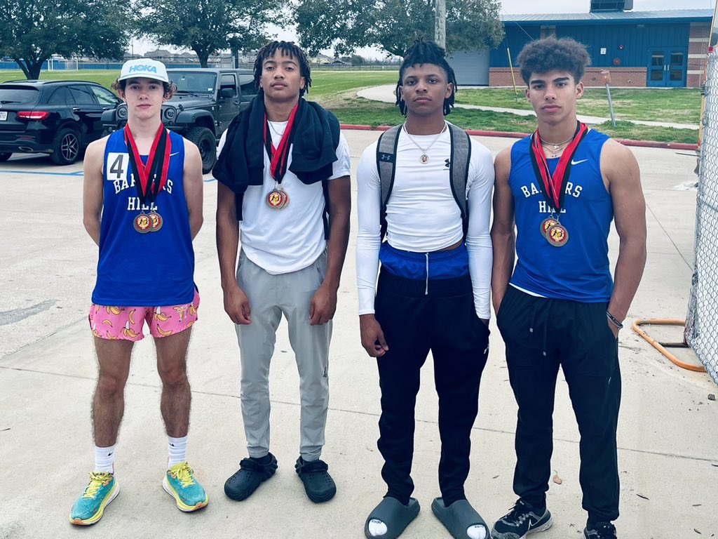BHHSEagleTrack's tweet photo. It was a nice start to the season at the Huffman Lake Houston Relays!  We came home with medals, some PRs, and new school records in the boys and girls 4x1600 and Sprint Medley relays!!! #attitudeandeffort @BH_Athletics https://t.co/kfsgn8B28e