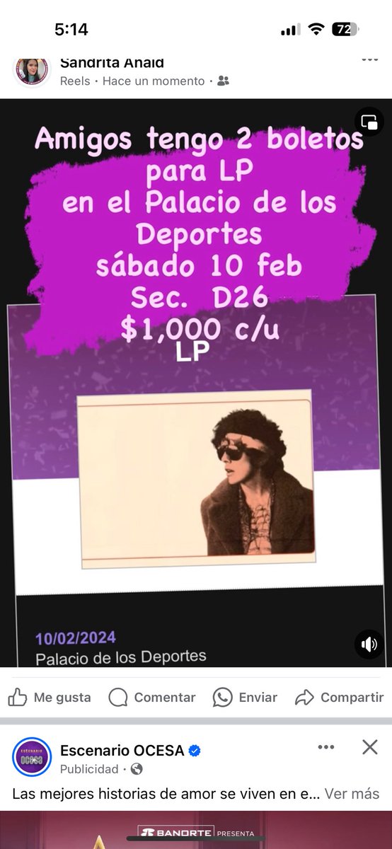 sandritanaid's tweet photo. @LPFanMexico Hola! Tengo dos boletos para el sábado en cdmx, no podré ir, a alguien le interesan?? Al precio https://t.co/XbKslFPu8J