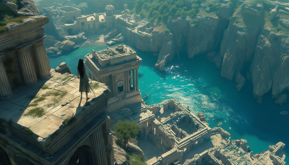 techhalla's tweet image. 🎮 Here's a MidJourney prompt I've been using to create scenes for video games (one of my favorite themes) 👇

📃 isometric shot | a [subject] standing on a ledge overlooking a [place] | in the style of light indigo and emerald | imax | tangled nests | rich and immersive | 8k 3D…