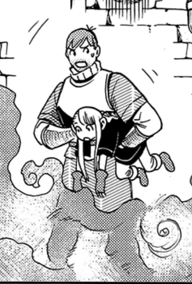 collecting panels of half-foot marcille being picked up and thrown around like she weighs nothing