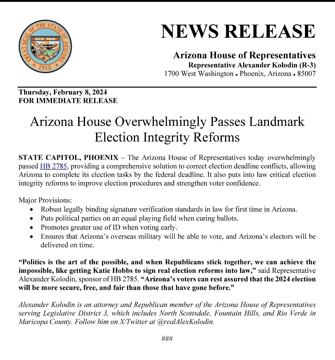 <a href="/ricklwomack/">Rick L. Womack</a> <a href="/JenWEsq/">Jen Wright</a> <a href="/realAlexKolodin/">Rep. Alexander Kolodin</a> <a href="/AZ_DesertRose/">Misty Summers AZ News</a> <a href="/merissacaldwell/"></a> <a href="/swordtruth/"></a> <a href="/SonnyBorrelli/">Sonny Borrelli</a> <a href="/AZHouseGOP/">Arizona House Republicans</a> <a href="/MatthewGress/">Matt Gress</a> <a href="/CoryMcGarr/">Cory McGarr</a> <a href="/SineKerr/">Sine Kerr</a> <a href="/electjacqparker/">Rep. Jacqueline Parker (Ret.)</a> <a href="/AZSenateGOP/">AZSenateRepublicans</a> <a href="/GeorgeNemeh/">George Nemeh</a> Voted and passed!!!