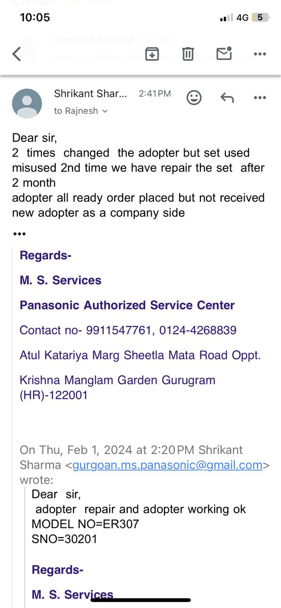 rajneshdagar's tweet photo. @PanasonicIndia @panasonic @PanasonicIndia worst service I ever had for any personal appliances even after trying even mode of communication and Channels. Not recommended at all to anyone. #panasonicpoorservice  @PanasonicNA #PanasonicIndia https://t.co/mEuU5Tjkej
