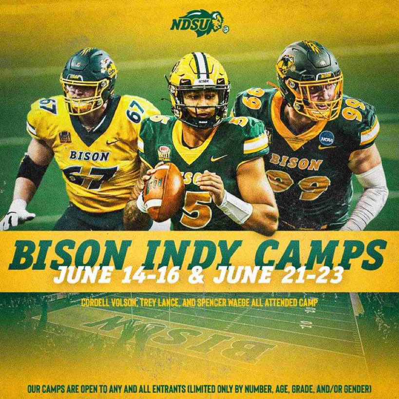 Thanks for the camp invite! <a href="/NickGoeser/">Nick Goeser</a> <a href="/NDSUfootball/">NDSU Football</a>