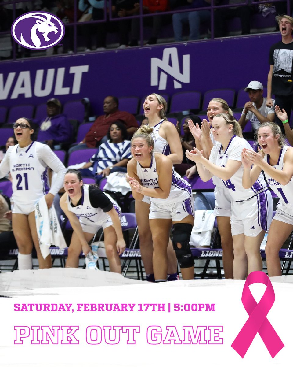 Let's think pink! 🌸 Join us for the regular-season home finale February 17 for our Pink Out game as the Lions take on the visiting Bellarmine Knights! 🏀 #RoarLions🦁