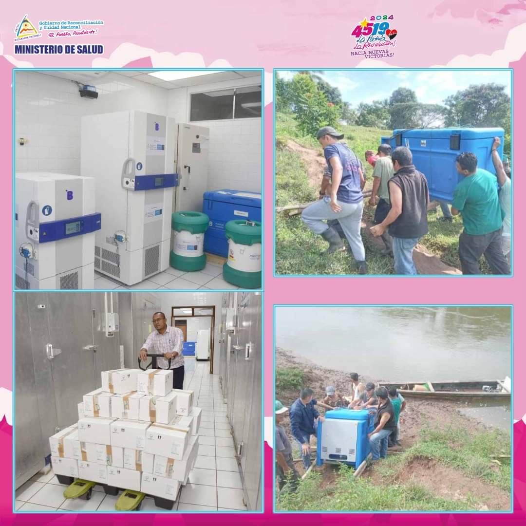 Del año 2007 al 2023 Gobierno de Nicaragua, ha logrado implementar Programa Nacional de Vacunación, lo que garantiza el Equipamiento para el Almacenamiento y Resguardo de Biológicos y la aplicación de Vacunas contra 19 Enfermedades #UnidosEnVictorias #AClasesEnBendiciónyVictorias