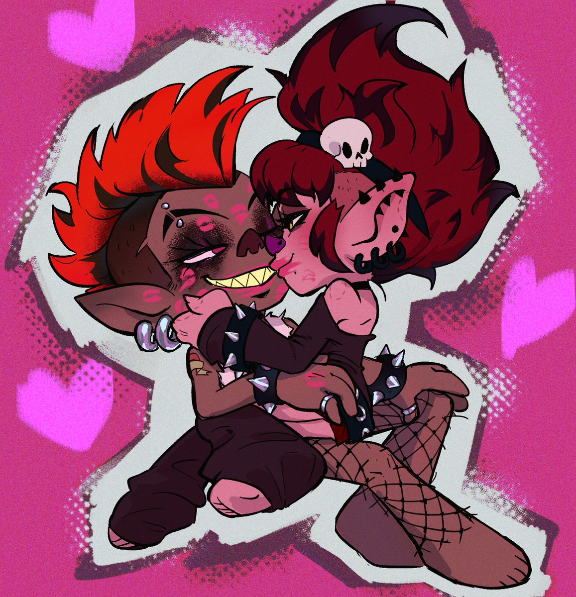 almguav's tweet photo. art trade for @lunarkyoz !!! 🩷🖤 queen barb kissers unite B)
#trollsfanart https://t.co/bbL68nSPjg