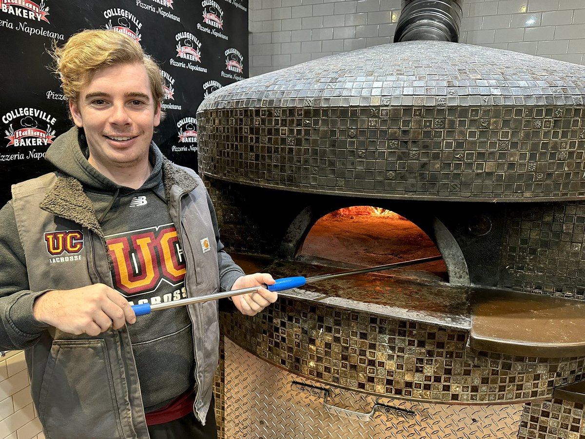 CvilleBake's tweet photo. Our #PizzaiolioftheDay is @UrsinusMLAX Head Coach @corey_shaff8! 🥍🐻

An honor to host the Bears for a team dinner tonight. We hope you all enjoyed everything and thank you for always supporting!

Have a great season, guys! Go Bears! 

#collegevilleitalianbakery #morethanabakery https://t.co/7moxLyLqXs