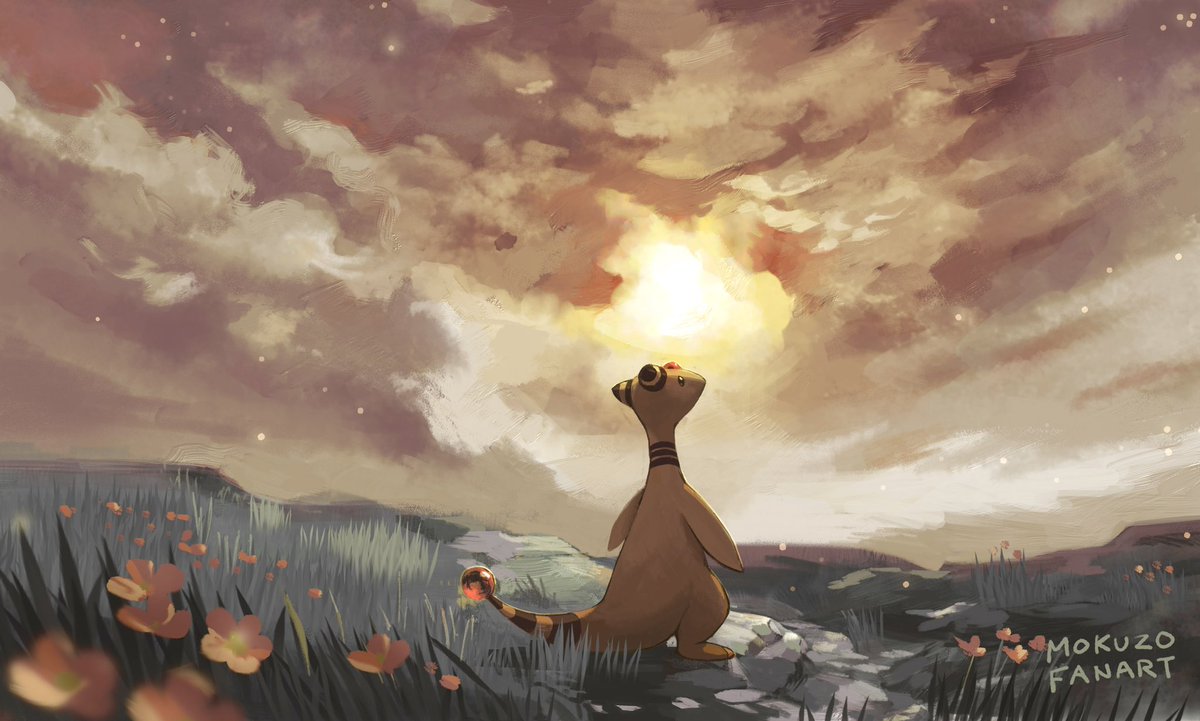 pokemon (creature) no humans outdoors flower cloud sky solo  illustration images