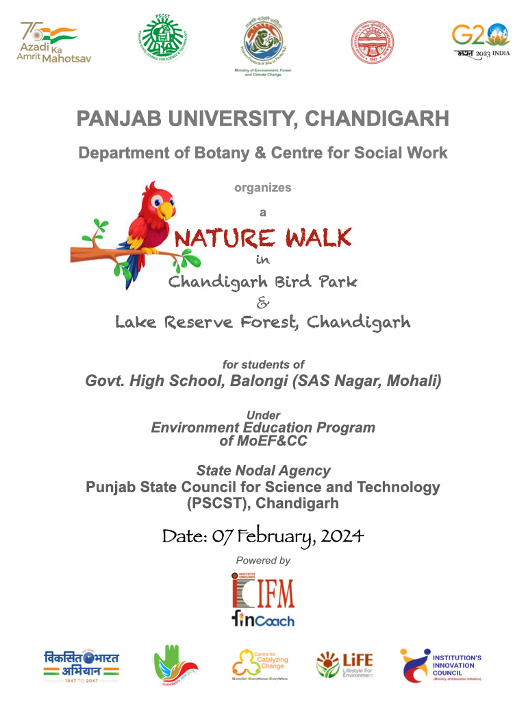 Nature Walk for School Students!

#Exploringoutdoors #SustainableDevelopment 

@OfficialPU @sembi_jk @SchoolEduChd @HPSBRAR 
@PrinSciAdvGoI @moefcc @PSCST_GoP @JKAroraEDPSCST @KSBathPSCST @thkurmandakini 
@IFMGlobal @amank_22