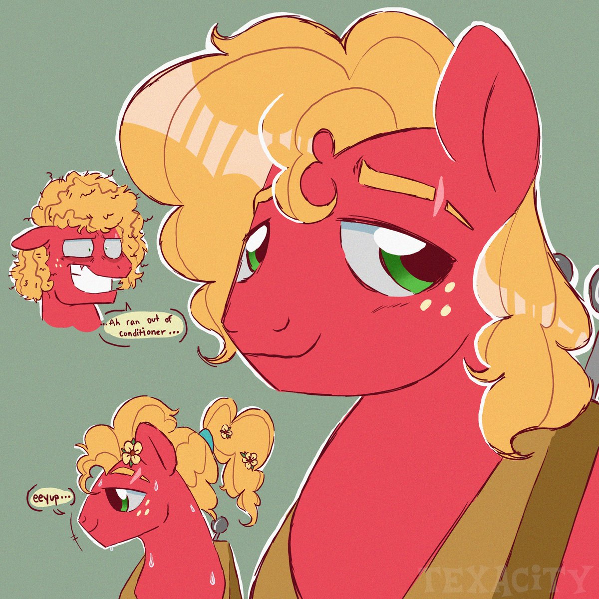 texacityart's tweet photo. Curly haired Big Mac 🍏
#mlp #mlpbigmac https://t.co/OgWY58EohA