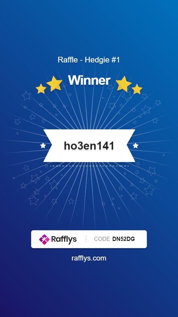 Raffle Winner! 🏅📢 Congratulations to ho3en141 on winning one edition of NFT - Hedgie #1 by @ideas4you Please check your email for details ➡️✉️ This was the last NFT from the collection #12NFTsOfChristmas 🎄🦔