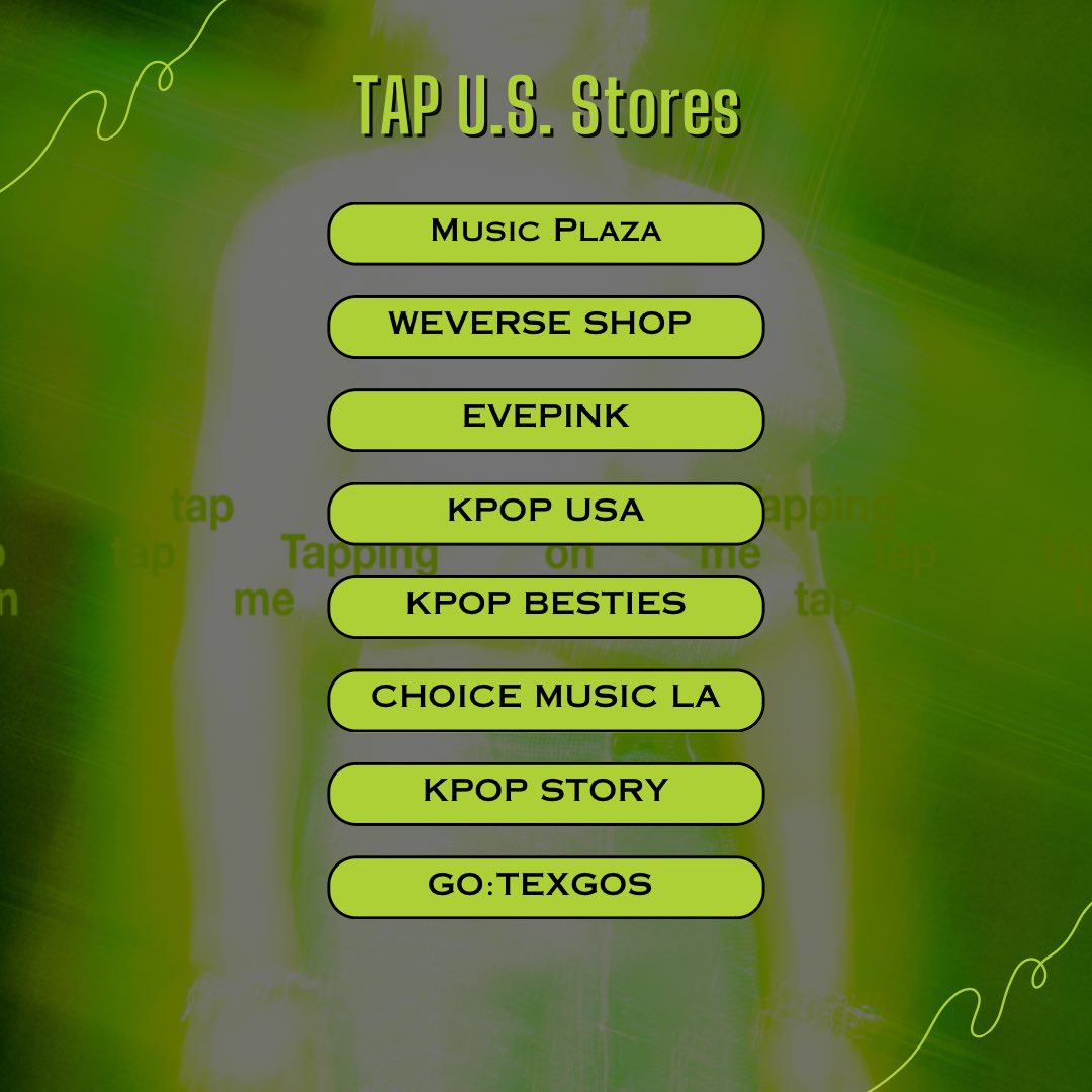LTYStreamTeam's tweet photo. 🧵U.S. Tyongfs! Please check out below for shops and GOs to order 'TAP' from
#PreorderTAP
#TAEYONG_TAP
#TY_TAP_FEB26 https://t.co/1XGGACssh3