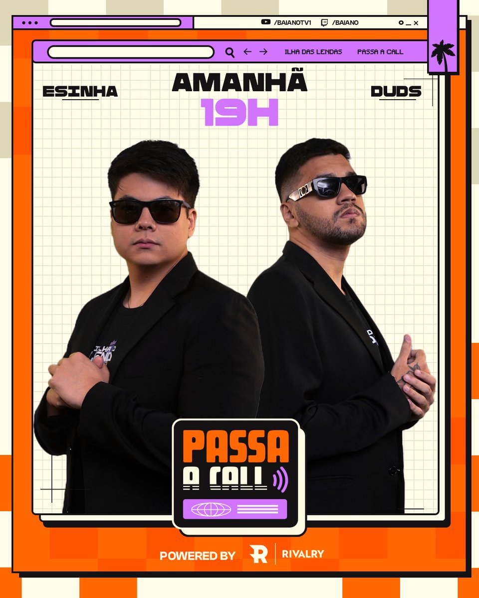 ilhadaslendas's tweet image. 🚨 AULAS E PALESTRAS COM ESINHA E DUDÃO

Amanhã às 19h temos PASSA A CALL

Vamos analisar as estatísticas dos principais campeonatos de LoL e entender as melhores estratégias pra fazer aquela fézinha na Rivalry com responsabilidade 🤓