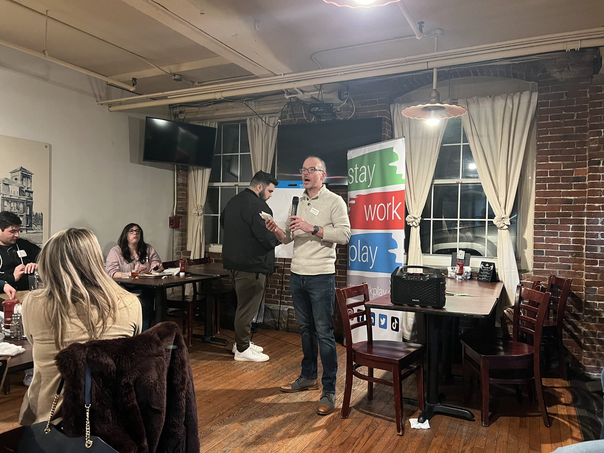GeneMartin's tweet photo. What an inspiring @StayWorkPlay Pints & Policy event that brought young folks together to talk about why we love NH and how we can collectively solve the problems we face. Kudos to @W_Stewart and the team. #NHPolicy #NHPolitics #MHT https://t.co/mpvmyzhdC5