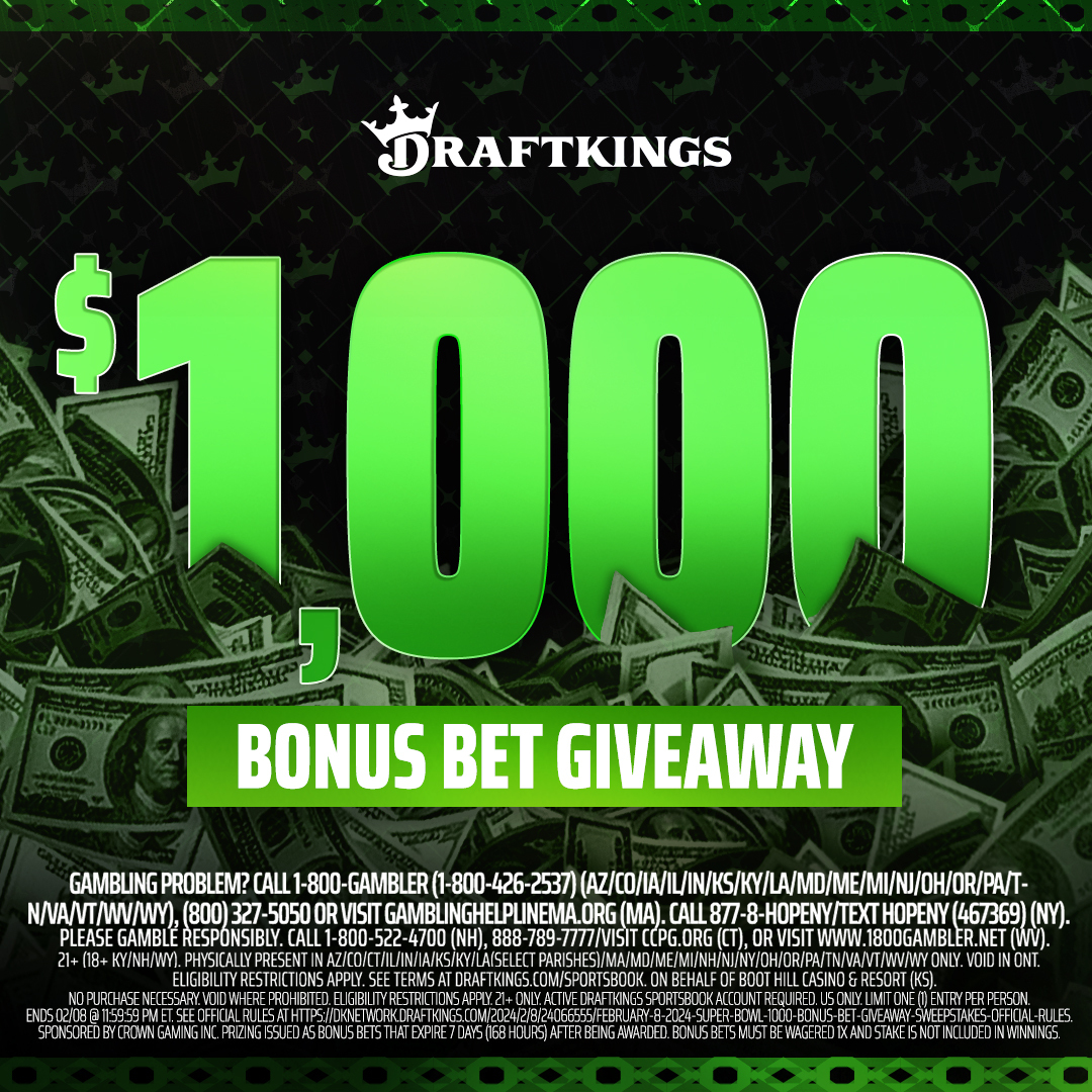 DraftKings Sportsbook (@dksportsbook) on Twitter photo WE'RE BACK WITH ANOTHER $1,000 BONUS BET GIVEAWAY π€
Entering is easy:
π Like this tweet
π Follow <a href="/DKSportsbook/">DraftKings Sportsbook</a>
π Comment your Super Bowl LVIII First Touchdown Scorer Prediction
RULES: dknetwork.draftkings.com/2024/2/8/24066β¦ WE'RE BACK WITH ANOTHER $1,000 BONUS BET GIVEAWAY π€
Entering is easy:
π Like this tweet
π Follow <a href="/DKSportsbook/">DraftKings Sportsbook</a>
π Comment your Super Bowl LVIII First Touchdown Scorer Prediction
RULES: dknetwork.draftkings.com/2024/2/8/24066β¦