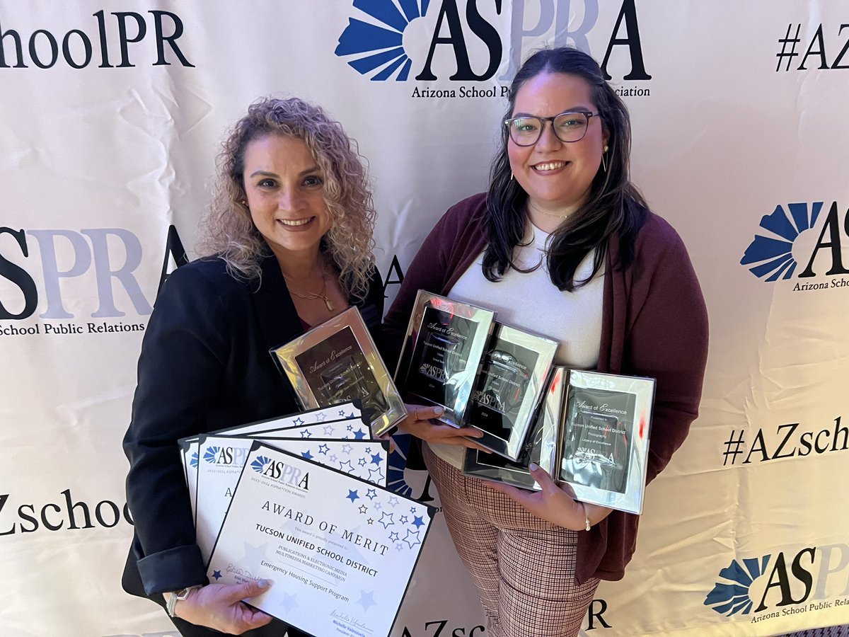 Our TUSD communications and media relations team won 9 #ASPRAAWARDS2024 💥💙🍎we are so proud of the work we do for our students and families 🥰 thank you @AZSchoolPR @tucsonunified