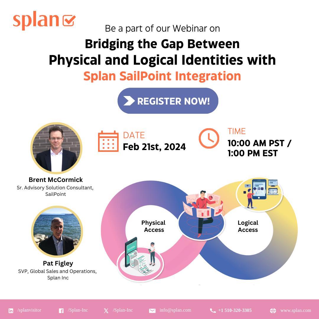 splanvisitor's tweet photo. Splan is taking access management to new heights with the integration of @SailPoint! Join our insightful webinar on Feb 21st, 2024, and witness the fusion of physical and logical access control, led by Brent McCormick and Pat Figley.

Learn more --> https://t.co/MaPufuxvCc https://t.co/iQUeJDC3cr