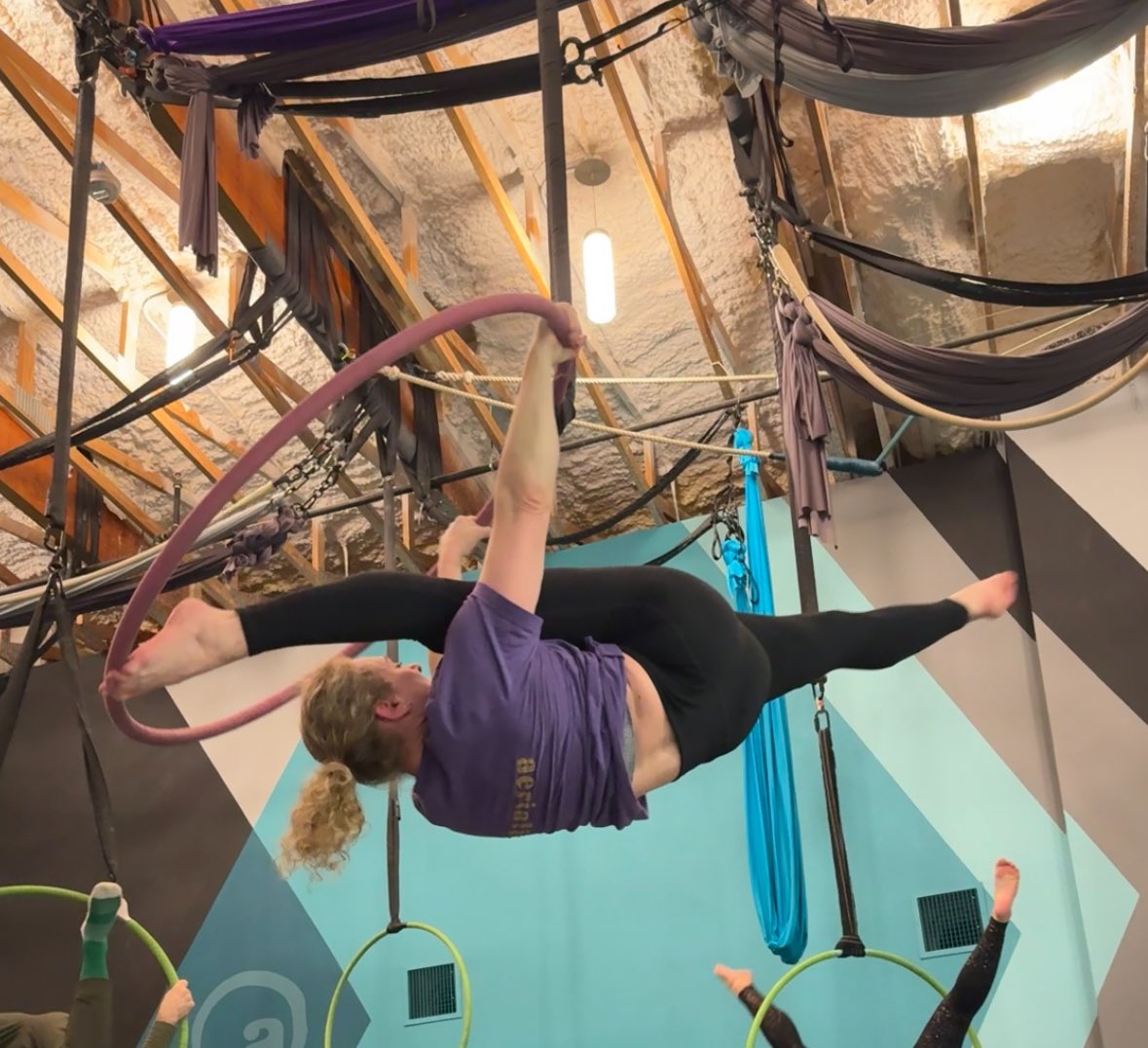 When was the last time you did something that made you feel amazing? #aerialhoop #circus #moretimeupsidedown