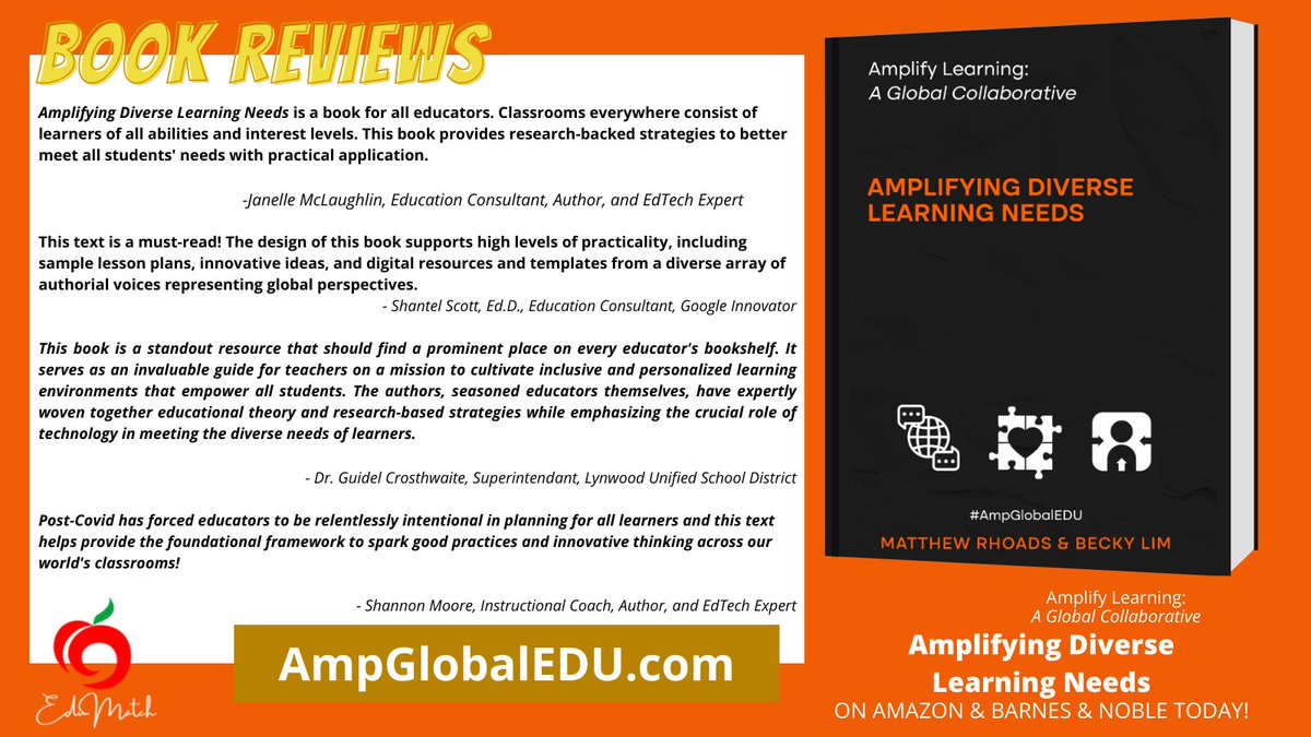 Releasing February 28th! #AmpGlobalEdu

Thank you to @Ms_Mac4, @SMoore_teach, and Dr. Scott for your reviews!

This book focuses on strategies integrated with #EdTech tools to support the following domains: multilingual learners, Special Education, and personalized learning.