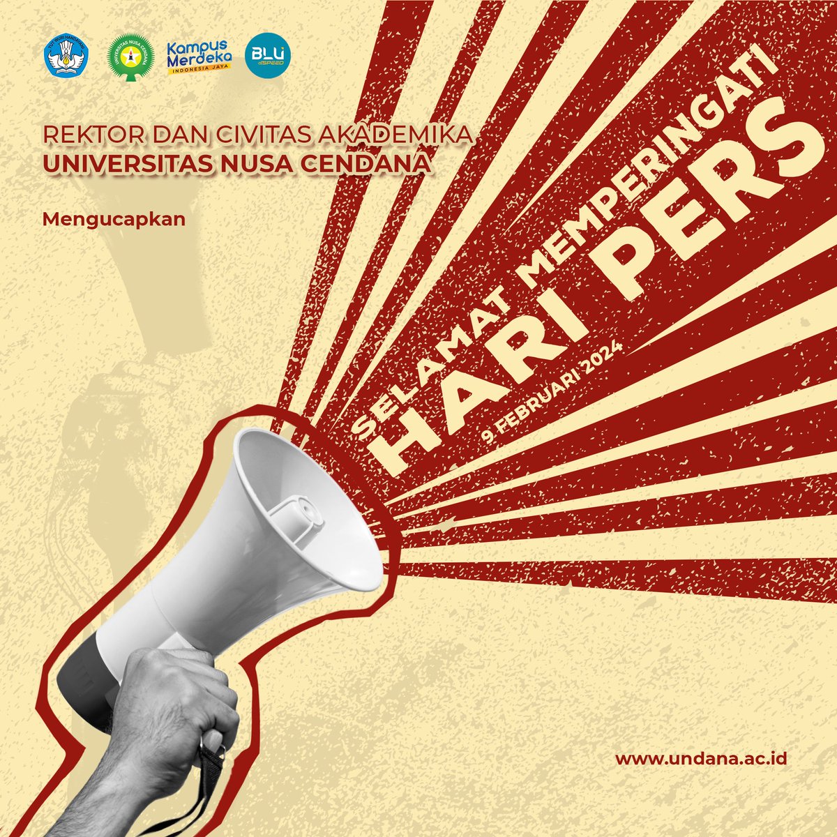 Selamat Hari Pers Nasional 9 Februari 2024. Maju dan jayalah Pers Indonesia sebagai pilar keempat demokrasi dengan menyiarkan dan menginformasikan berita dengan adil serta turut mencerdaskan bangsa. #haripers