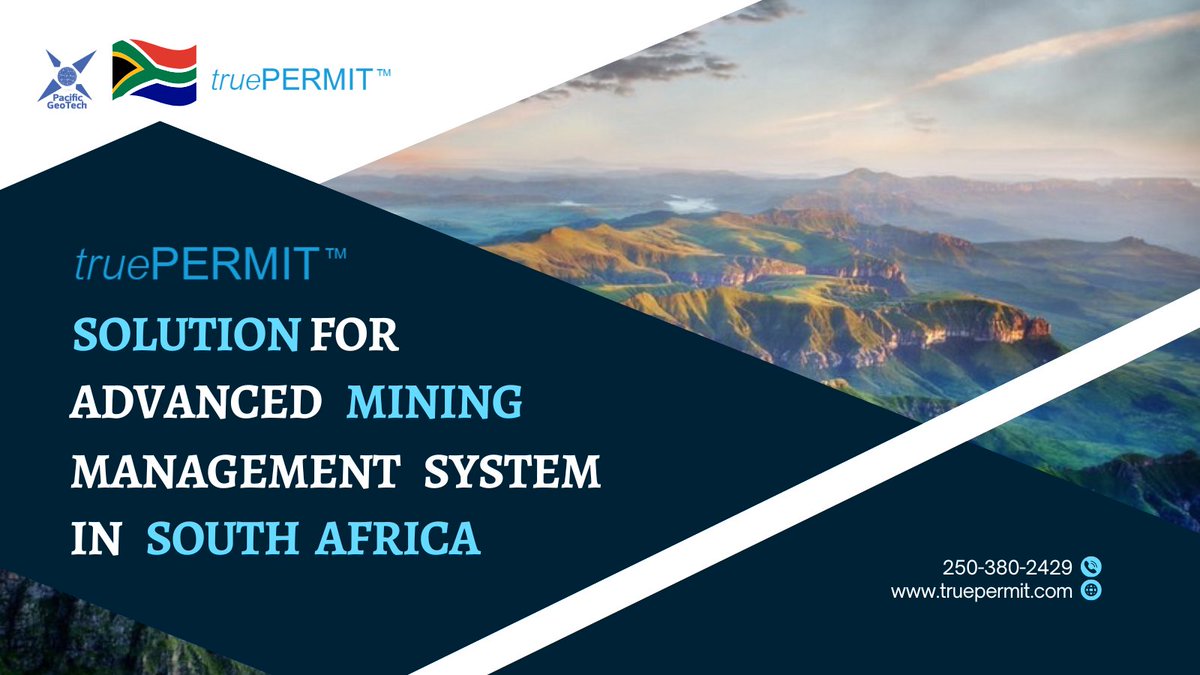 truePermit's tweet photo. Exciting news! Pacific GeoTech Systems Ltd. to advance mining resource management in South Africa! Our cutting-edge truePERMIT™ framework takes the lead in creating a next-gen solution for @DMR_SA. Stay tuned for groundbreaking innovation! #Mining #TruePERMIT #InnovationHub https://t.co/E4dQeCOuwK
