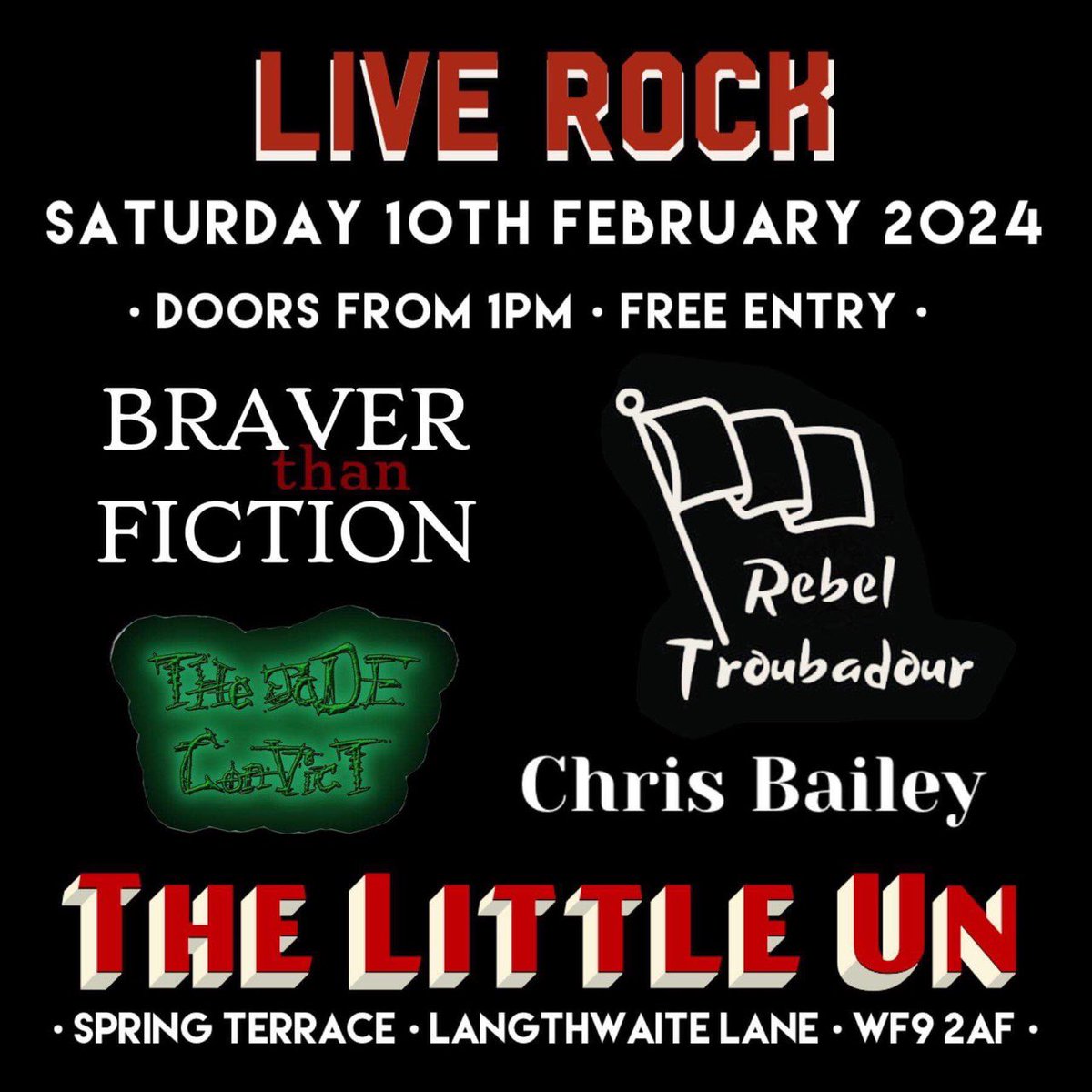 braverthan's tweet photo. We’re off to @TheLittleUnWF9 on Saturday; it’s our first time visiting Moorthorpe and, for a sweet afternoon spot, too (we like those a lot).
#Gig #DiaryDate https://t.co/OomaIMtSgV