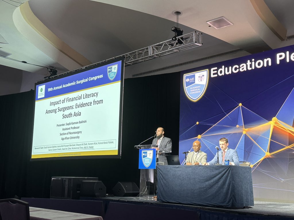 SaqibBakhshi's tweet photo. Grateful to @AcademicSurgery &amp; my mentor @AdilHaiderMD for the opportunity to present our work on financial literacy among surgeons at #ASC2024 in Washington DC. 

Super thrilled after my first plenary talk at the world’s largest academic conference for surgeons! 🙂 https://t.co/3rNt7vEP5x