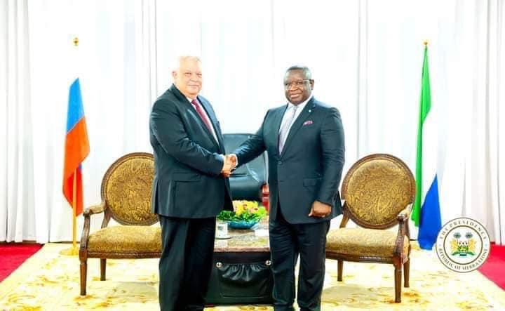 On this day, the 8th of February, 2024, His Excellency Dr. Julius Maada Bio, President of the Republic of Sierra Leone, has duly received the diplomatic credentials from His Excellency Alexey Popov, the Ambassador Extraordinary and Plenipotentiary of the Russian Federation.