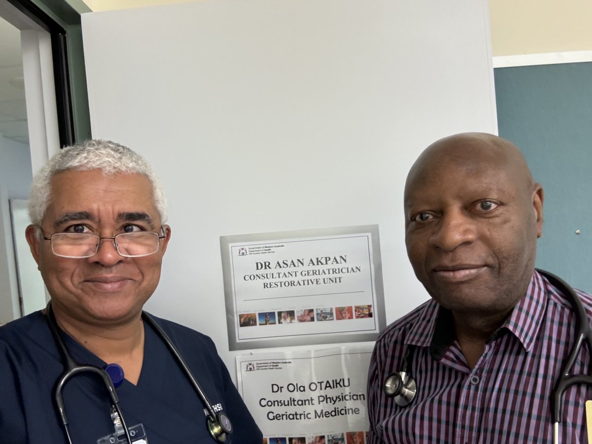 2 geriatricians who trained in d same medical school #UCHIbadan,Nigeria🇳🇬,did their postgraduate residency training in geriatric & general(internal) medicine in the UK 🇬🇧 & now working together in d dept of geriatric medicine, Bunbury Regional Hospital, Bunbury WA🇦🇺😊👍🏽