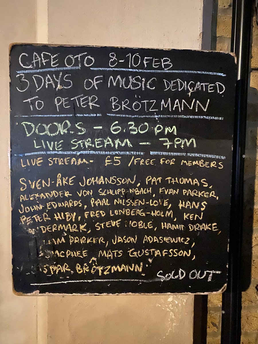 Awesome - 1st of three nights dedicated to #PeterBrötzmann #CafeOto @Cafeoto