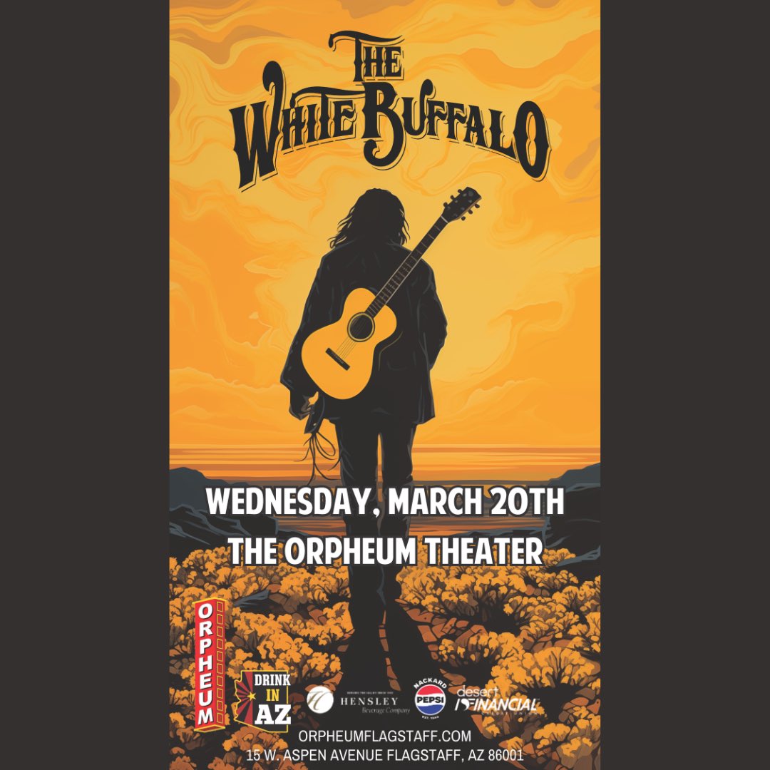 Flagstaff, AZ! We’re coming to The Orpheum Theater on Wednesday, March 20th. Click the link in bio to grab your tix. #thewhitebuffalo