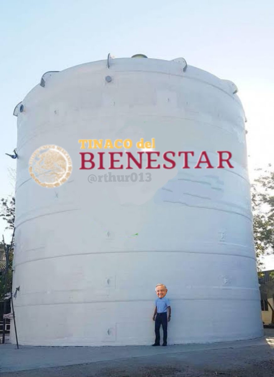 rthur013's tweet photo. El Licenciado Andrés Manuel López Obrador para combatir la sequía inaugura el Tinaco del Bienestar
Dónde concentrará todos el agua que queda y así el que lo necesite, puede ir con su cubeta a traer lo que necesite😌 https://t.co/3tadz5oPGb