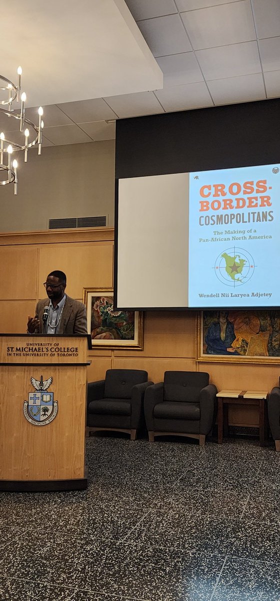 An incredible, insightful, introduction to Black cross-border cosmopolitans and the making of a Pan-African North America delivered at a homecoming book launch. Welcome back to <a href="/uStMikes/">University of St. Michael's College</a>, and thank you, Dr. Wendell Nii Laryea Adjetey!
