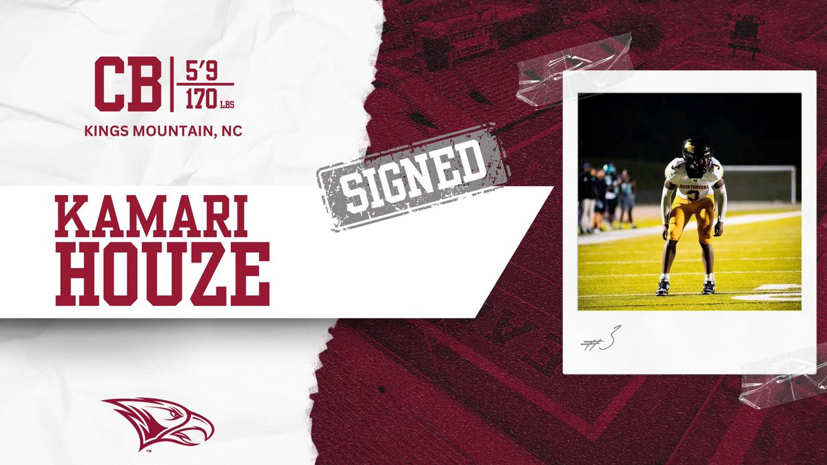 WELCOME TO THE #NCCU FAMILY! Kamari Houze, CB, 5-9, 170. Kings Mountain HS (Kings Mountain, N.C.) Named a Top Defensive Back at the CFI Winter Showcase SIGNING DAY CENTRAL: nccueaglepride.com/signingday/foo… #EaglePride #BeGREAT @kamari_houze