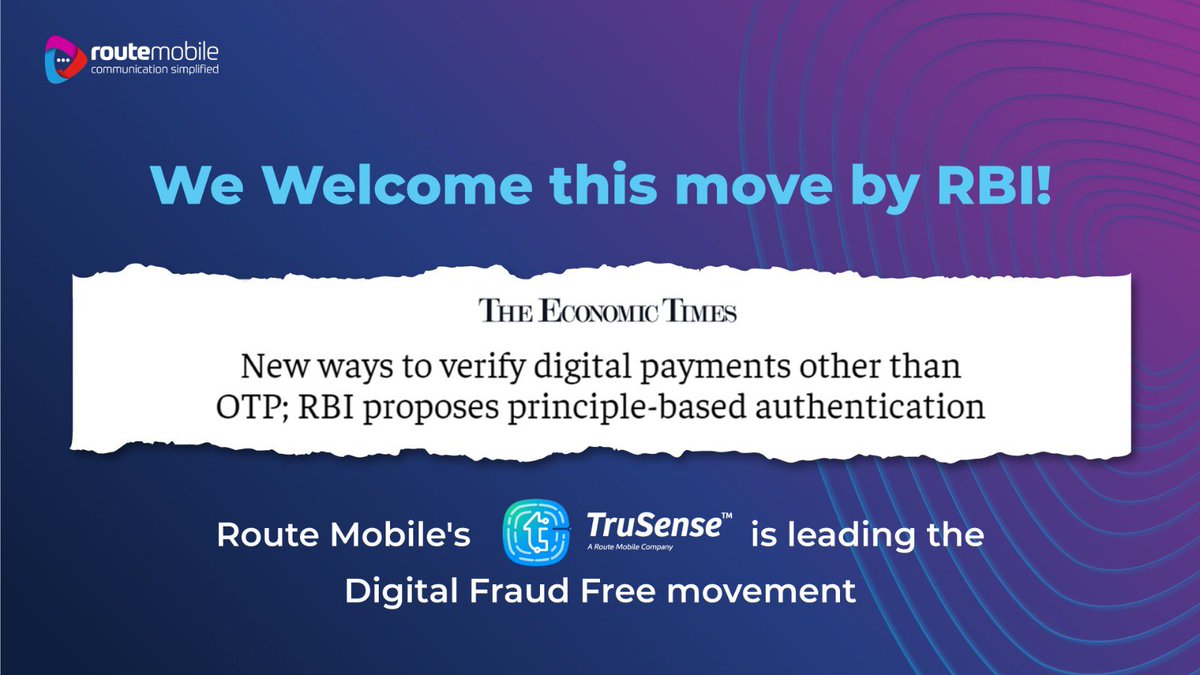 We welcome the Reserve Bank of India's thrust on exploring new ways to authenticate #DigitalPayments providing greater security and protecting Indian Citizens from fraud With digital payments crossing 13,500 crore transactions in the previous financial year, issues such account…