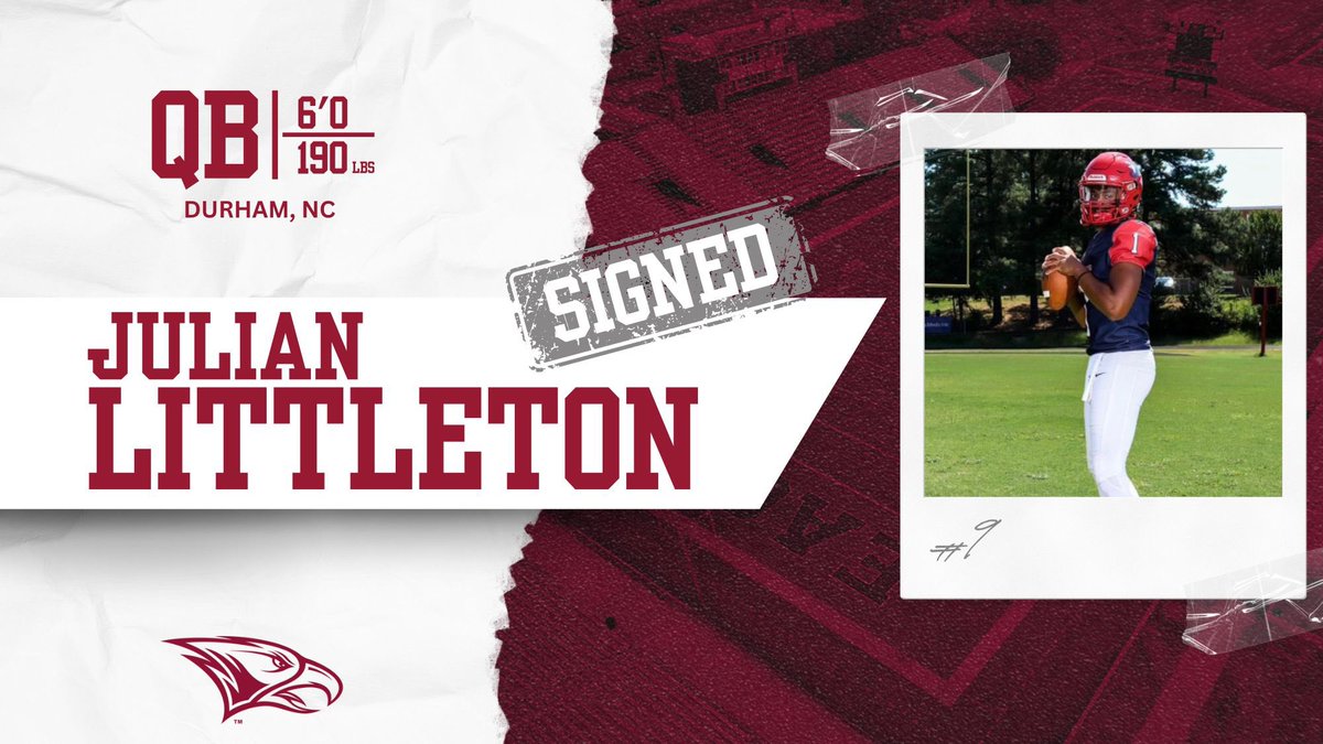 WELCOME TO THE #NCCU FAMILY! Julian Littleton, QB, 6-0, 190. Jordan HS (Durham, N.C.) Team MVP and DAC-VI All-Conference Team. Honor Roll. SIGNING DAY CENTRAL: nccueaglepride.com/signingday/foo… #EaglePride #BeGREAT @jl1k_9