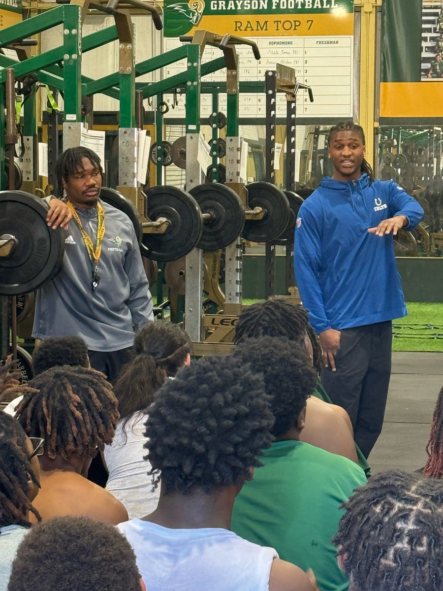 grayson_fb's tweet photo. Thanks to Grayson / @FAMU_FB Alum and current @Colts edge @IsaiahLand716 for coming back to give the future free game on what it takes to be successful at the game of life. While also telling what it means to be a Grayson Ram!
🔰#4theG🔰 https://t.co/P9k8Gd7rpu