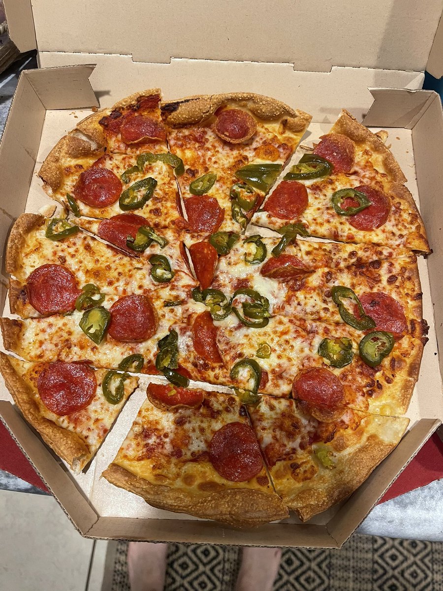 joni_e_lilly's tweet photo. When you ask for square cut pizza… I guess it causes a malfunction? 😂 sorry @pizzahut didn’t mean to confuse y’all. https://t.co/Nzi7TwUr3c