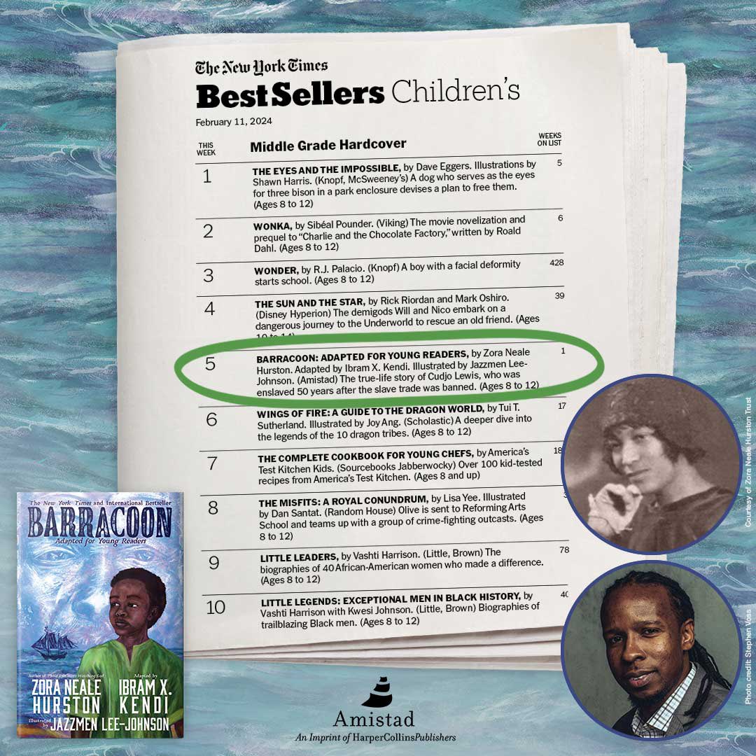 We are overjoyed over here because of this! Second week #Barracoon is a New York Times Best Seller. This never gets old. The gratefulness is always new. 🙏🏾 harpercollins.com/products/barra…