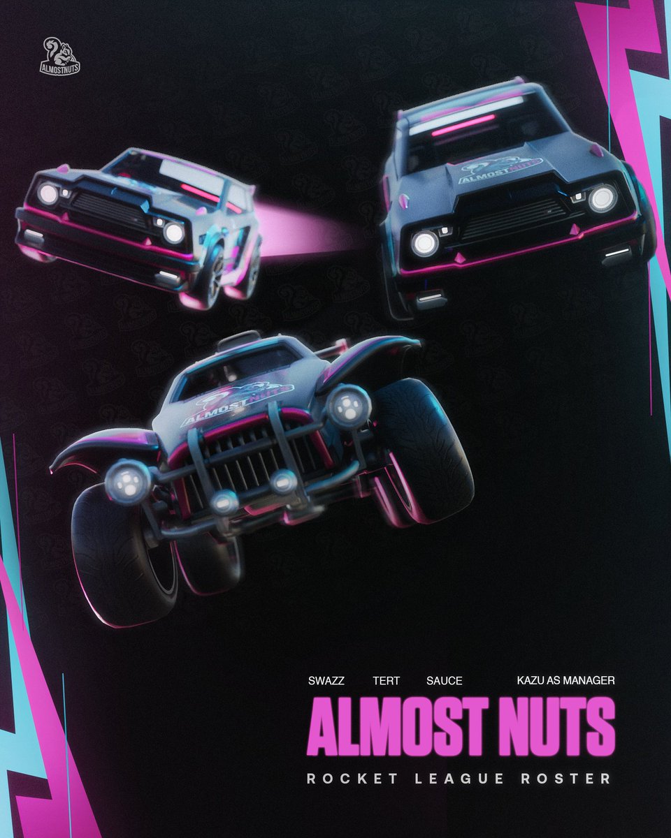 Welcoming our newest Rocket League roster, representing Almost Nuts in the regionals to follow. 

<a href="/swazzrl/">swazz</a> 
<a href="/mrtnrl_/">mrtn</a> 
<a href="/Sauce_rl/">Sauce</a> 
Manager - <a href="/Kazurll/">Kazu</a> 

Excited for the future with this team, stay tuned...