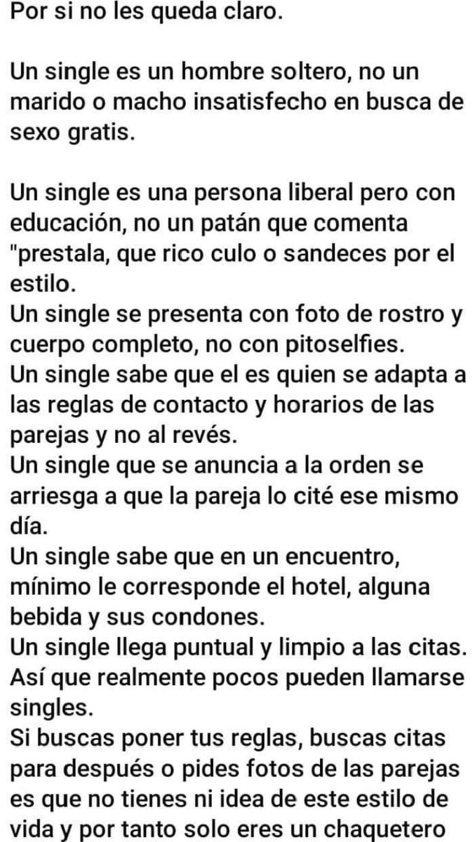 PARA LOS QUE ANDAN POR ALLI LLAMANDOSE SINGLES 😒Y NO TIENEN NI IDEA 🧐🧐AQUI LES DEJAMOS ESTO BIEN ESPECÍFICO Y TENGAN CULTURA SOBRE NUESTRO ESTILO DE VIDA💯 FELIZ NOCHE!