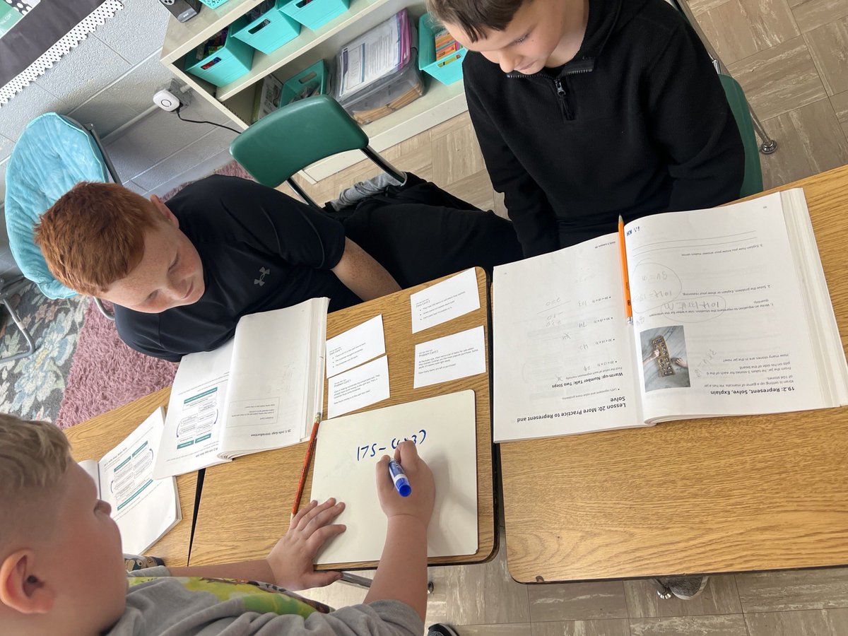 ChristineGindle's tweet photo. Our 3rd graders have been working hard on solving and representing 2 step word problems with @IllustrateMath. I love the visible learning taking place in these pictures! https://t.co/rnSyYNaDNd