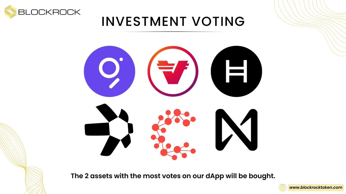 The Community has to decide 📢 Which assets should we buy? 1. $QNT 2. $HBAR 3. $NEAR 4. $CSPR 5. $VRA 6. $GRT The 2 assets with the Most Votes on our dApp will be bought. Here to the voting dApp, please Vote for 2 Assets 👉🏼 dapp.blockrocktoken.com