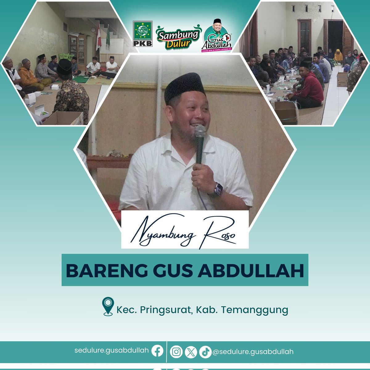 [Sambung Roso Gus Abdullah di Pringsurat, Temanggung]

Gus Abdullah kembali bersilaturahim ke rumah-rumah warga. Pada sambung roso kali ini, ia mengunjungi Kecamatan Pringsurat, Kabupaten Temanggung, Jawa Tengah. Banyak warga sekaligus tokoh masyarakat juga yang hadir disana #pkb