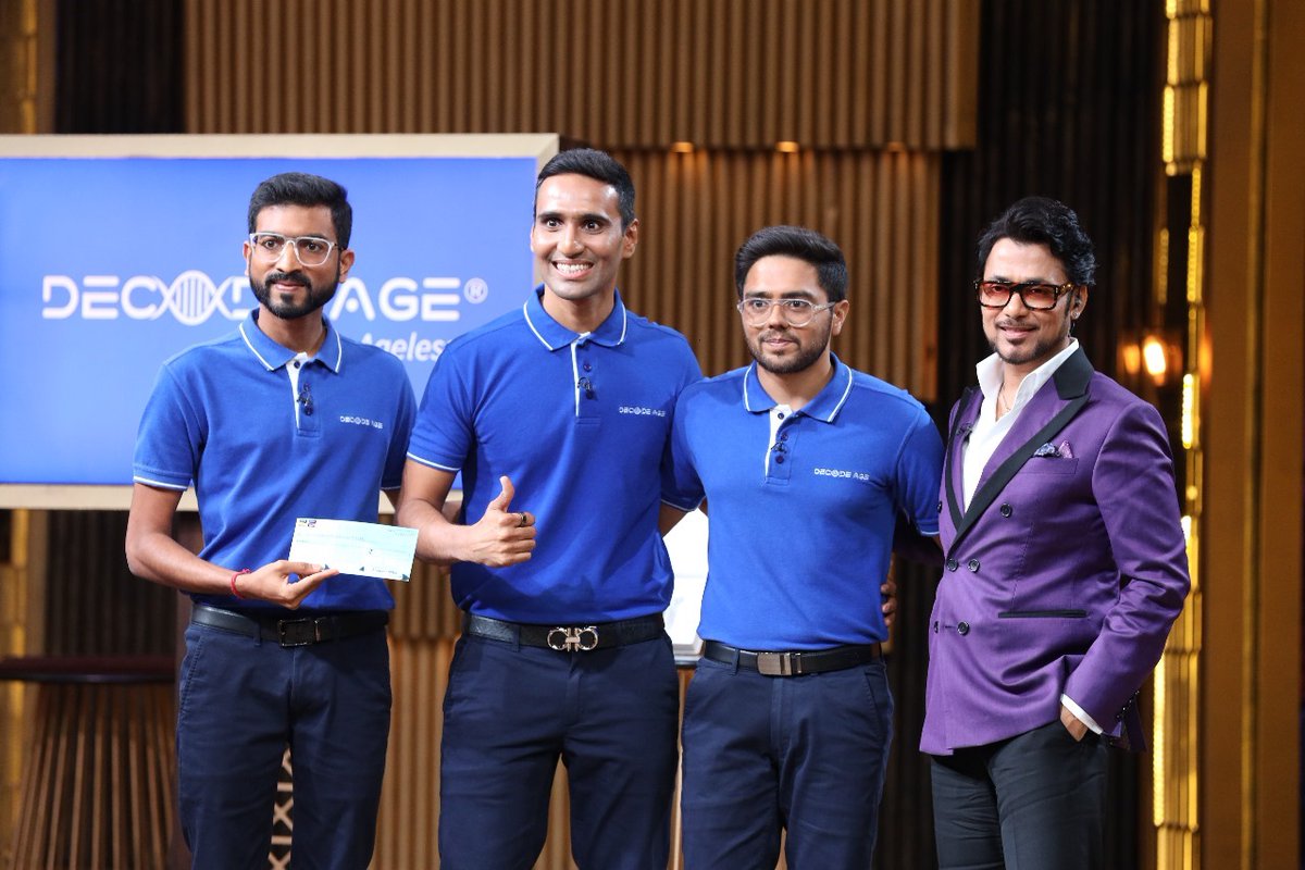 Decode Age (@decodeage) on Twitter photo We are grateful to Shark Anupam Mittal for decoding our vision! This collaboration will indeed achieve new milestones in the space of anti-ageing science! 💯
Thanks everyone for your support! 🙏🏻
<a href="/parthamin_/">Parth Amin</a> <a href="/RakeshSomani/">Rakesh Somani</a> <a href="/darshitpatel_13/">Darshit Patel</a> <a href="/AnupamMittal/">Anupam Mittal</a> <a href="/sharktankindia/">Shark Tank India</a> <a href="/SonyLIV/">Sony LIV</a> We are grateful to Shark Anupam Mittal for decoding our vision! This collaboration will indeed achieve new milestones in the space of anti-ageing science! 💯
Thanks everyone for your support! 🙏🏻
<a href="/parthamin_/">Parth Amin</a> <a href="/RakeshSomani/">Rakesh Somani</a> <a href="/darshitpatel_13/">Darshit Patel</a> <a href="/AnupamMittal/">Anupam Mittal</a> <a href="/sharktankindia/">Shark Tank India</a> <a href="/SonyLIV/">Sony LIV</a>