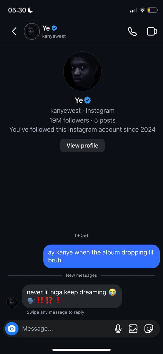 officialLIMFA's tweet photo. leaked dms with Kanye west SOURCE:@trvisXX he is not dropping. #kanye #ye #kanyewest #travis #album #sad #x #dms https://t.co/OdZPTnlp4K