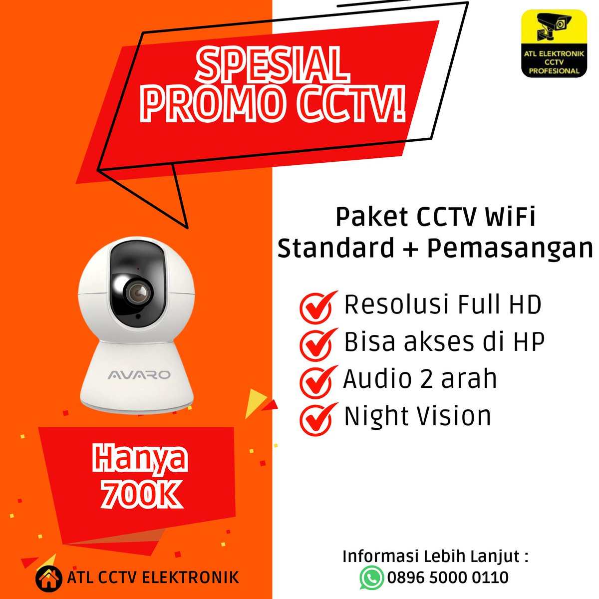 PROMO CCTV WiFi danPEMASANGAN HANYA 700K ‼️

Terima pasang dan servis CCTV
Sedia juga berbagai paket CCTV, aksesoris CCTV, Mesin Kasir, Mesin Absensi/Fingerprint, Doorlock, One Gate System, dll.

Info lebih lanjut : 0896 5000 0110
#cctv #cctvmalang #serviscctvmalang #infomalang