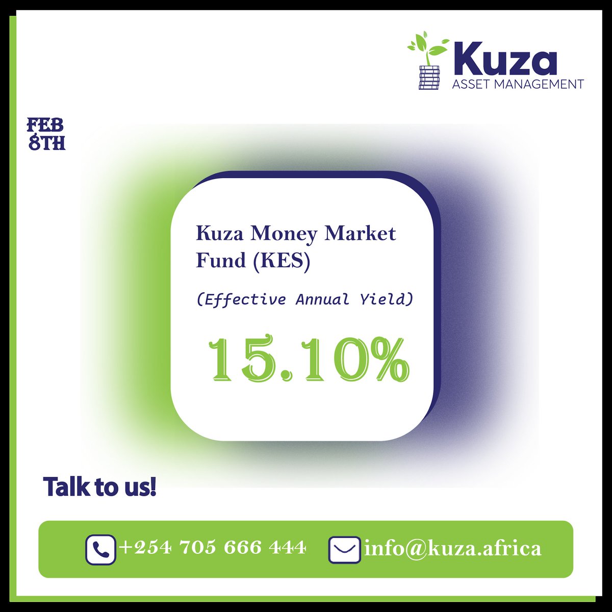 Kuza_Asset's tweet photo. The Kuza Money Market Fund KES posted the below rate as of 8th February 2024.
Register with us via our client portal (https://t.co/7mfYMOhDgs) or our mobile app ( https://t.co/15a1ndjiuf) available on Google Play Store and Apple Store.
#competitivereturns #investwithus #kuzaassetmanagement
