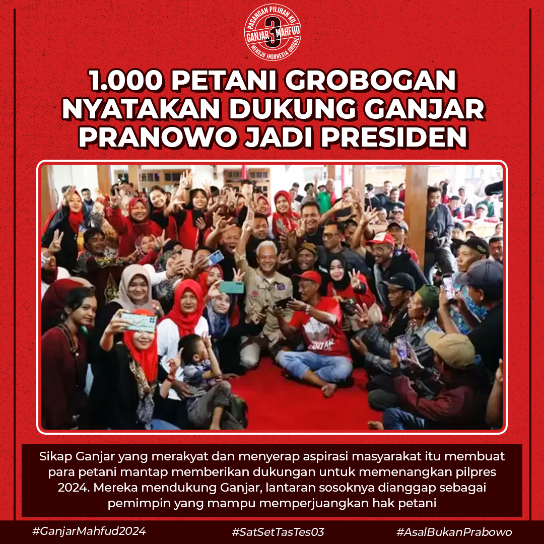 1.000 Petani Grobogan Nyatakan Dukung Ganjar Pranowo Jadi Presiden di Pilpres 2024.

Dante Tamara gibranbarisanrfg Jawa Barat John Wick Indikator Banyuwangi